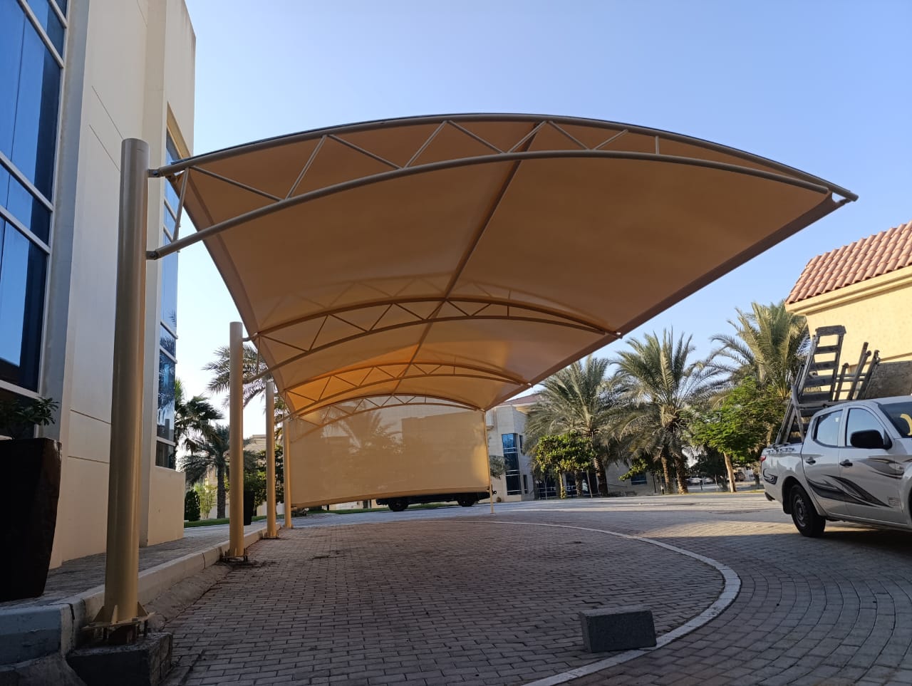 Commercial parking shade structure in Sharjah